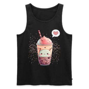 Kawaii Boba Tea for Valentine's Day Bubble Tea Hearts - Men's Premium Organic Tank Top - black - Front - AI Model Male 178 light (178cm)
