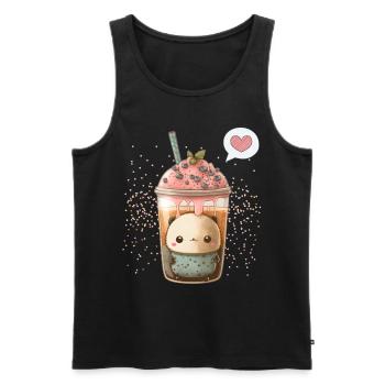 Kawaii Boba Tea for Valentine's Day Bubble Tea Hearts - Men's Premium Organic Tank Top - black - Front - AI Model Male 178 light (178cm)
