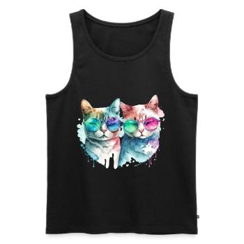 Des chats cool avec des lunettes de soleil pour la Saint-Valentin - Débardeur bio Premium Homme - noir - Devant - Michal (187cm)