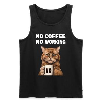 no coffee no working. Grumpy Funny Cat - Men's Premium Organic Tank Top - black - Front - Michal (187cm)
