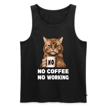 no coffee no working. Grumpy Funny Cat - Men's Premium Organic Tank Top - black - Front - Michal (187cm)