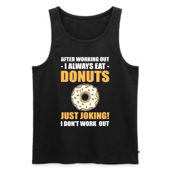 Après l’entraînement, je mange toujours des beignets. Juste - Débardeur bio Premium Homme - noir - Devant - AI Model Male 178 light (178cm)