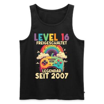 2007 Level 16 Jahre Gaming 16er 16 Geburtstag - Männer Premium Bio Tank Top - Schwarz - Vorne - Michal (187cm)