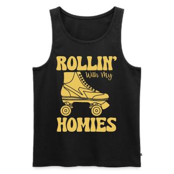 Roller Skating - Rollin avec mes copains - Débardeur bio Premium Homme - noir - Devant - Michal (187cm)