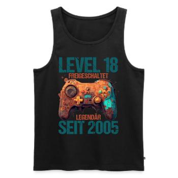 2005 Level 18 Jahre Gaming 18er 18 Geburtstag - Männer Premium Bio Tank Top - Schwarz - Vorne - AI Model Male 178 light (178cm)