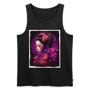 Fleurs de cerisier du Japon Geisha Neon - Débardeur bio Premium Homme - noir - Devant - Michal (187cm)