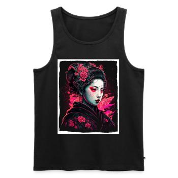 Japan Kirschblüte Blumen Japanisch Geisha Neon - Männer Premium Bio Tank Top - Schwarz - Vorne - AI Model Male 178 light (178cm)