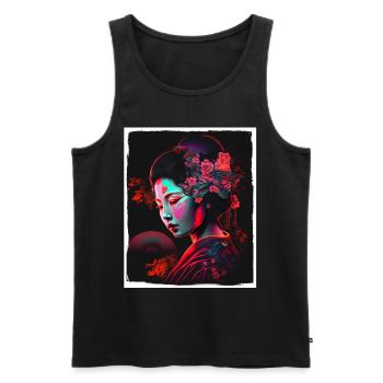 Fleurs de cerisier du Japon Geisha Neon - Débardeur bio Premium Homme - noir - Devant - Michal (187cm)
