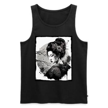 Fleurs de cerisier du Japon Geisha Neon - Débardeur bio Premium Homme - noir - Devant - Michal (187cm)