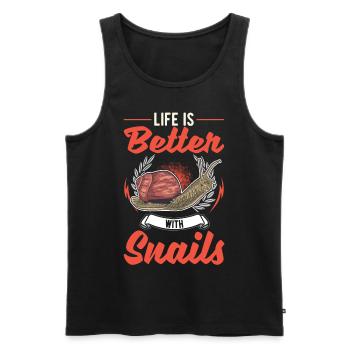 Life is better with a snail - Men's Premium Organic Tank Top - black - Front - Michal (187cm)
