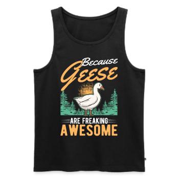 Because Geese are freaking awesome Gans - Männer Premium Bio Tank Top - Schwarz - Vorne - Michal (187cm)