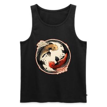 Japan Koi Fisch Karpfen Japanisch Kirschblüte - Männer Premium Bio Tank Top - Schwarz - Vorne - Michal (187cm)