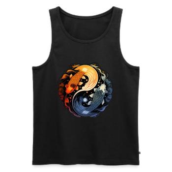 Japan Koi Fisch Karpfen Japanisch Kirschblüte - Männer Premium Bio Tank Top - Schwarz - Vorne - Michal (187cm)