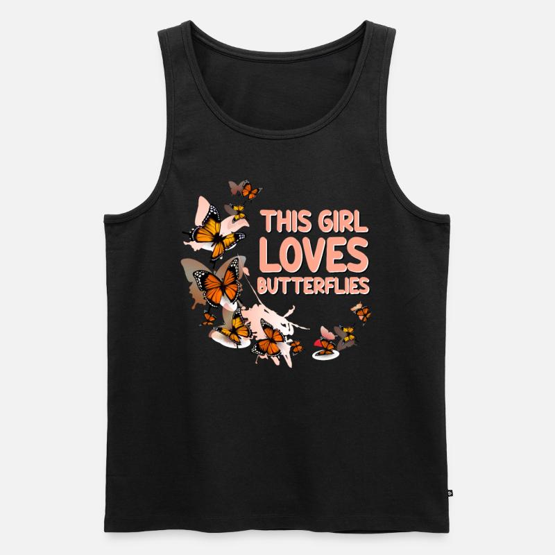Schmetterlinge Mädchen - Männer Premium Bio Tank Top - Schwarz
