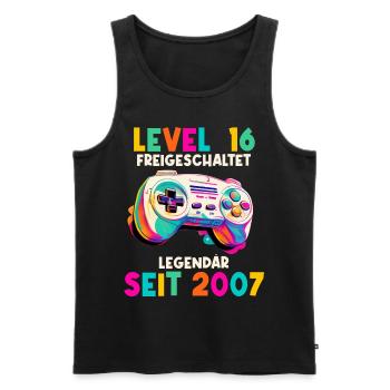 2007 Level 16 Jahre Gaming 16er 16 Geburtstag - Männer Premium Bio Tank Top - Schwarz - Vorne - Michal (187cm)