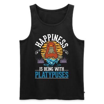 Happiness is being with Platypuses Platypus - Men's Premium Organic Tank Top - black - Front - Michal (187cm)