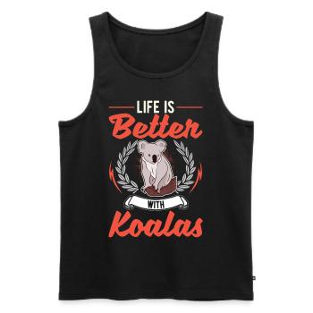Das Leben ist besser mit einem Koala - Männer Premium Bio Tank Top - Schwarz - Vorne - Michal (187cm)