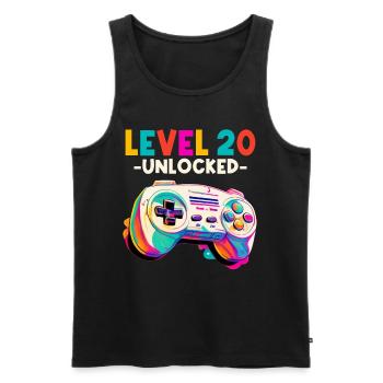 Level 20 Years Gaming 20s 20 Birthday - Men's Premium Organic Tank Top - black - Front - AI Model Male 178 light (178cm)