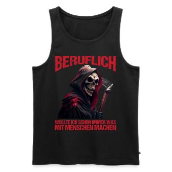 Beruflich schon immer was mit Menschen machen - Männer Premium Bio Tank Top - Schwarz - Vorne - AI Model Male 178 light (178cm)