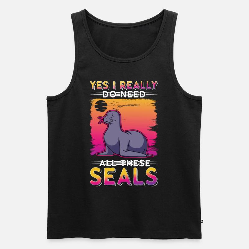 Robbe Geschenk Seehund Seelöwe - Männer Premium Bio Tank Top - Schwarz