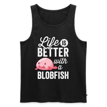 Tout va mieux avec le poisson blob drôle de poisson blob - Débardeur bio Premium Homme - noir - Devant - Michal (187cm)