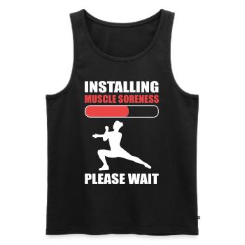 Installing Muscle Soreness Please Wait Aerobics - Men's Premium Organic Tank Top - black - Front - AI Model Male 178 light (178cm)