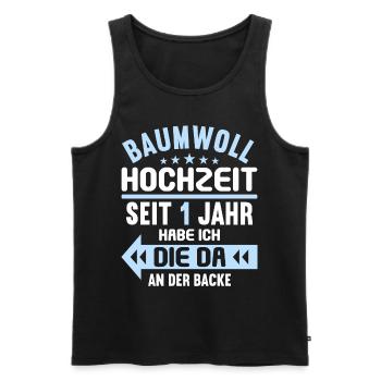 1 verheiratet Baumwoll Hochzeit 1.Hochzeitstag - Männer Premium Bio Tank Top - Schwarz - Vorne - Michal (187cm)
