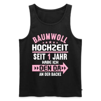 1 verheiratet Baumwoll Hochzeit 1.Hochzeitstag - Männer Premium Bio Tank Top - Schwarz - Vorne - Michal (187cm)