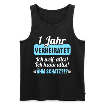 1 Jahr verheiratet weiß alles 1.Hochzeitstag - Männer Premium Bio Tank Top - Schwarz - Vorne - Michal (187cm)