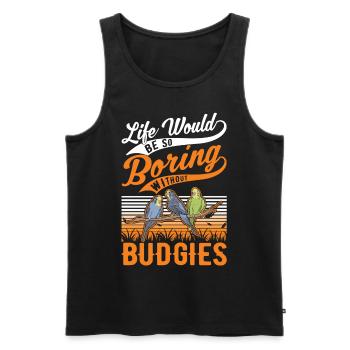 Budgerigar Gift Welli cockatiel - Men's Premium Organic Tank Top - black - Front - Michal (187cm)