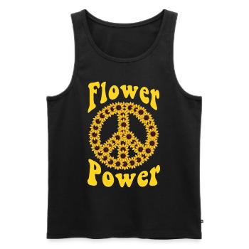 Hippie Tshirt Peace Movement Woodstock Boho Groove - Men's Premium Organic Tank Top - black - Front - Michal (187cm)