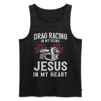 Course de dragsters Course de voitures Course de dragsters - Débardeur bio Premium Homme - noir - Devant - AI Model Male 178 light (178cm)