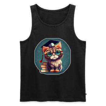 Abschluss Schlafen Katze Uni Master Bachelor - Männer Premium Bio Tank Top - Schwarz - Vorne - AI Model Male 178 light (178cm)