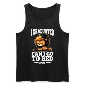 Graduation Sleeping Leo Uni Master Bachelor School - Men's Premium Organic Tank Top - black - Front - AI Model Male 178 light (178cm)