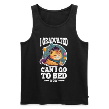Abschluss Schlafen Katze Uni Master Bachelor - Männer Premium Bio Tank Top - Schwarz - Vorne - AI Model Male 178 light (178cm)