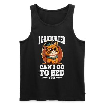 Abschluss Schlafen Katze Uni Master Bachelor - Männer Premium Bio Tank Top - Schwarz - Vorne - AI Model Male 178 light (178cm)