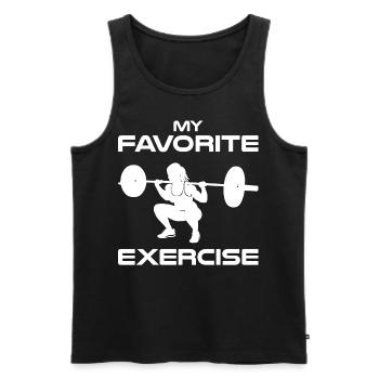 Lieblingsübung Kniebeugen Frau Powerlifter Bodybui - Männer Premium Bio Tank Top - Schwarz - Vorne - Michal (187cm)