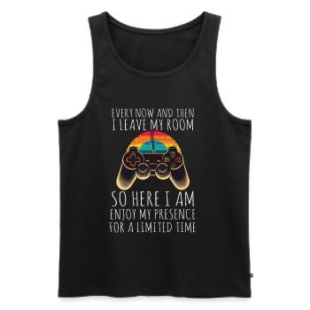 Every Now And Then I Leave My Room Gamer Gaming - Männer Premium Bio Tank Top - Schwarz - Vorne - AI Model Male 178 light (178cm)