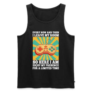 Every Now And Then I Leave My Room Gamer Gaming - Männer Premium Bio Tank Top - Schwarz - Vorne - AI Model Male 178 light (178cm)