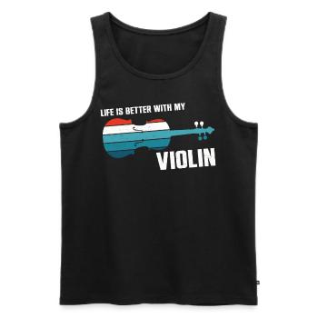 Violon Violoniste Rétro Vintage - Débardeur bio Premium Homme - noir - Devant - Michal (187cm)