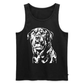 Un Rottweiler dans le style de conception de logo typique. - Débardeur bio Premium Homme - noir - Devant - AI Model Male 178 light (178cm)