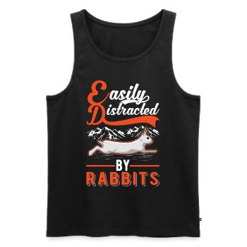 Facilement distrait par Rabbits Rabbit Rabbit - Débardeur bio Premium Homme - noir - Devant - Michal (187cm)