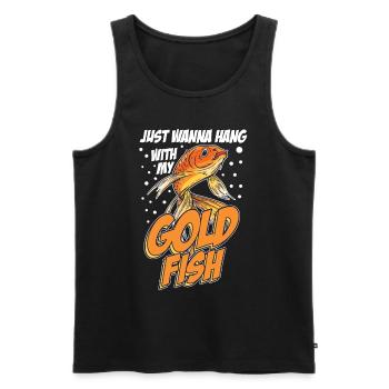 Accrochez-vous avec mon poisson rouge carpe Japan Aquarium Gold - Débardeur bio Premium Homme - noir - Devant - Michal (187cm)