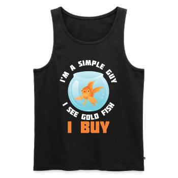 Simple Guy Lake Goldfish J’achète carp Japan Aquarium - Débardeur bio Premium Homme - noir - Devant - Michal (187cm)