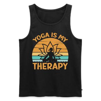Yoga Saying - Yoga Is My Therapy - Men's Premium Organic Tank Top - black - Front - Michal (187cm)