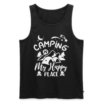 Camping, camping, funny saying Happy-Place - Men's Premium Organic Tank Top - black - Front - Michal (187cm)