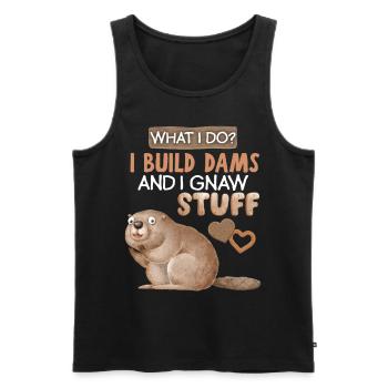 Lustiger-Biber, Biber-Spruch, Wortspiel, Pun - Männer Premium Bio Tank Top - Schwarz - Vorne - Michal (187cm)
