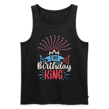 Geburtstag, buntes-Feuerwerk, Spruch Birthday-King - Männer Premium Bio Tank Top - Schwarz - Vorne - Michal (187cm)