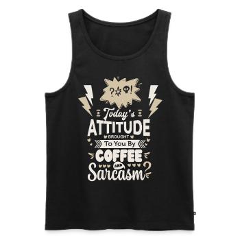 Coffee and sarcasm funny saying typography - Men's Premium Organic Tank Top - black - Front - Michal (187cm)