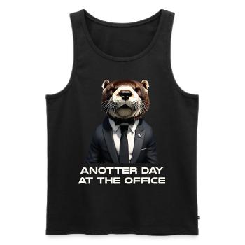 Anotter Day at the Office Funny otter saying - Men's Premium Organic Tank Top - black - Front - AI Model Male 178 light (178cm)